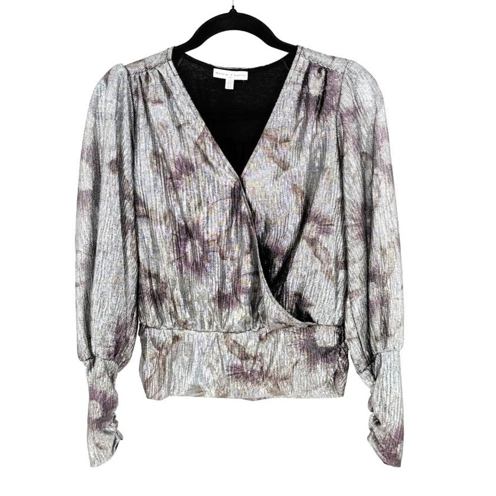 New Metallic Cropped Ballet Wrap Go Out Top Size XS Retro 70s Indie Sleaze Party